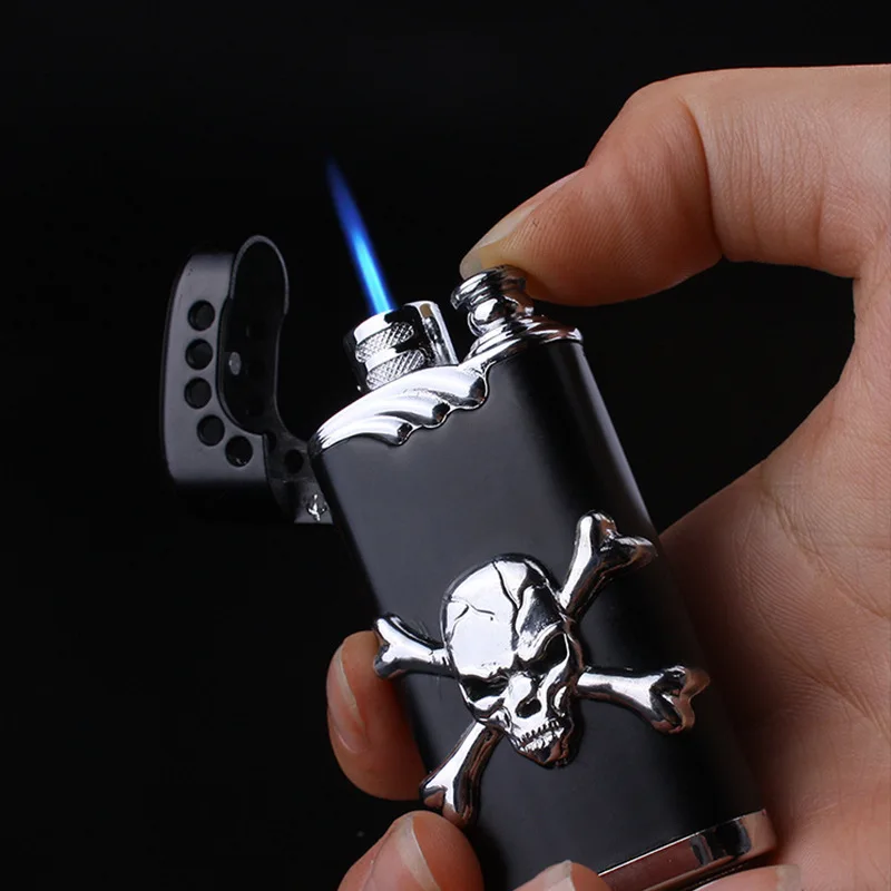 Creative metal windproof belt with red light straight through lighter with ghost sound effect parody smoking accessories 2026