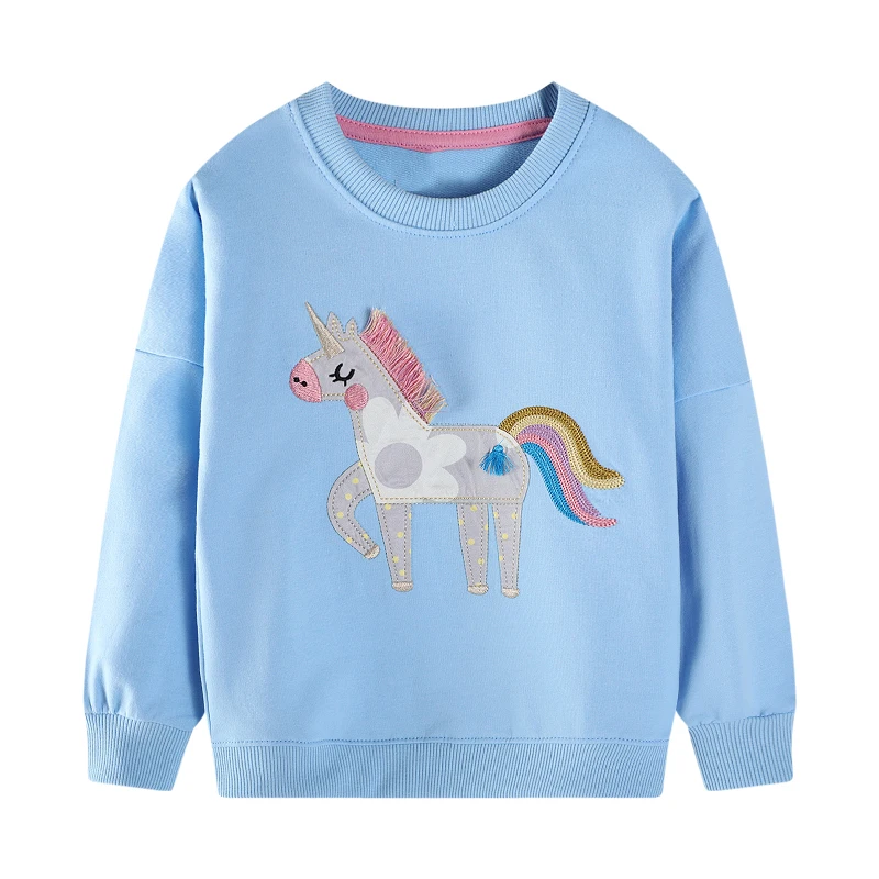 Little maven 2PCS Kids Clothes Baby Girls 2026 Autumn Spring New Cartoon Unicorn Tops Hoodies SweaterShirts Children 2-7 Years