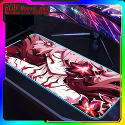 Honkai Star Rail Acheron RGB MousePad Large Gaming HD Pad Mat Keyboard Computer Rubber Pads Carpet Backlit Desk Mat 1000x500 Pad