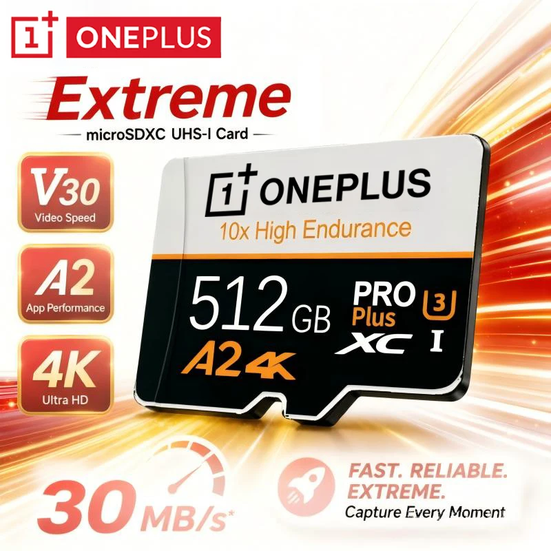 OnePlus 2TB Ultra-Speed V30 A2 4K SD Card 512GB 256GB 128GB Memory Card 1TB Micro TF SD Adapter for Phone/Tablet/PC Cross-Use