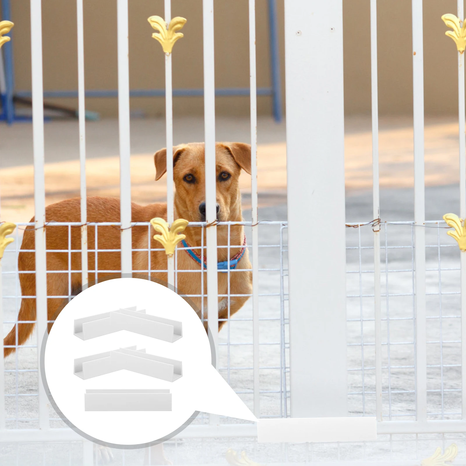 

5pcs Shape Reinforcement Groove Durable Plastic Fence Support For Dog Gate Childproof Barrier 1.3-5M White