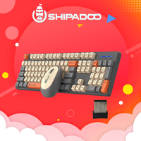 SHIPADOO Wireless Keyboard Mouse Combo 2.4GHz Ergonomic Compact Auto-Sleep for Laptop Desktop Office Home