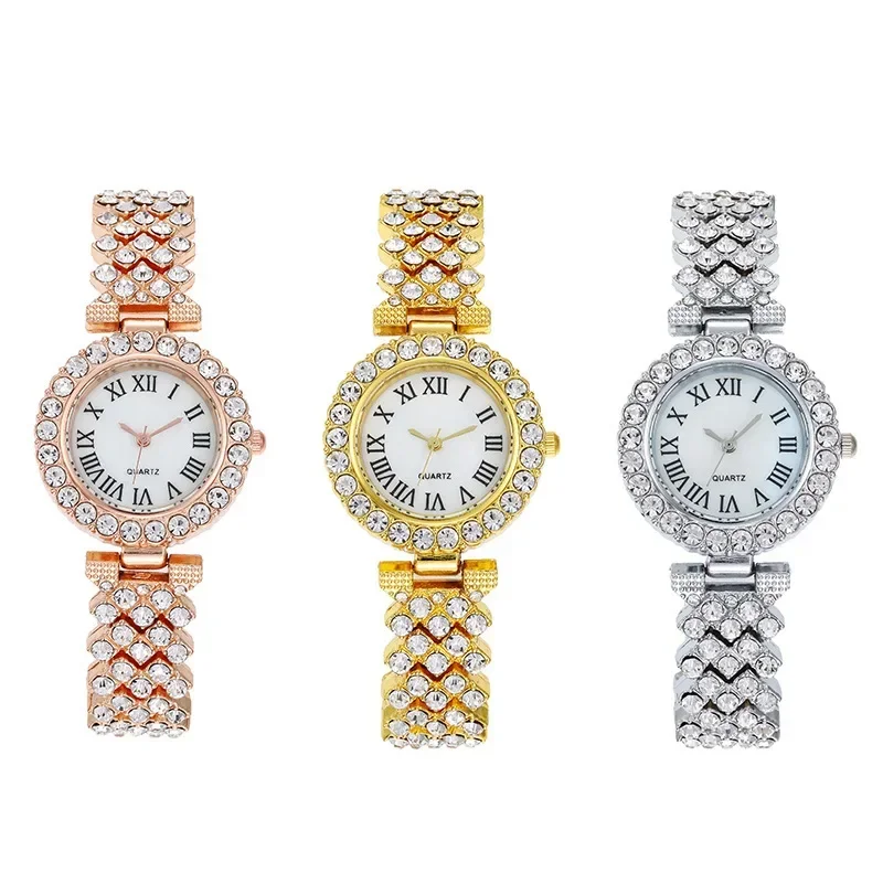 MAYZHISU 2pcs/set Women Watches Fashion Women Quartz Wristwatch with Bracelet Set Luxury Diamond Ladies Watch+Bracelet Jewelry