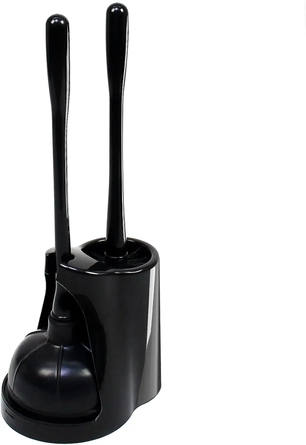 

Toilet Plunger and Bowl Brush Combo for Bathroom Cleaning, 2-in-1 Holder, Dark Black