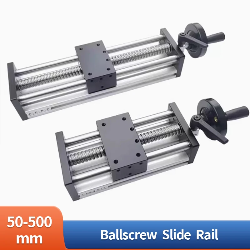 Linear Guide Manual Sliding Table 100-500MM Stroke Ballscrew SFU1204 Handwheel Double Optical Axis CNC Table Saw 3D Printer XY