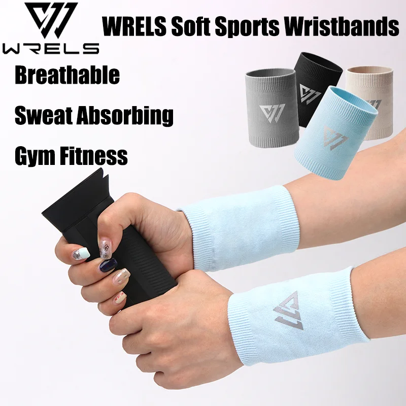 WRELS Soft Sports Wristbands Breathable Sweat Absorbing Wrist Gym Fitness Wristbands Brace Tennis Running Basketball Sweat Band