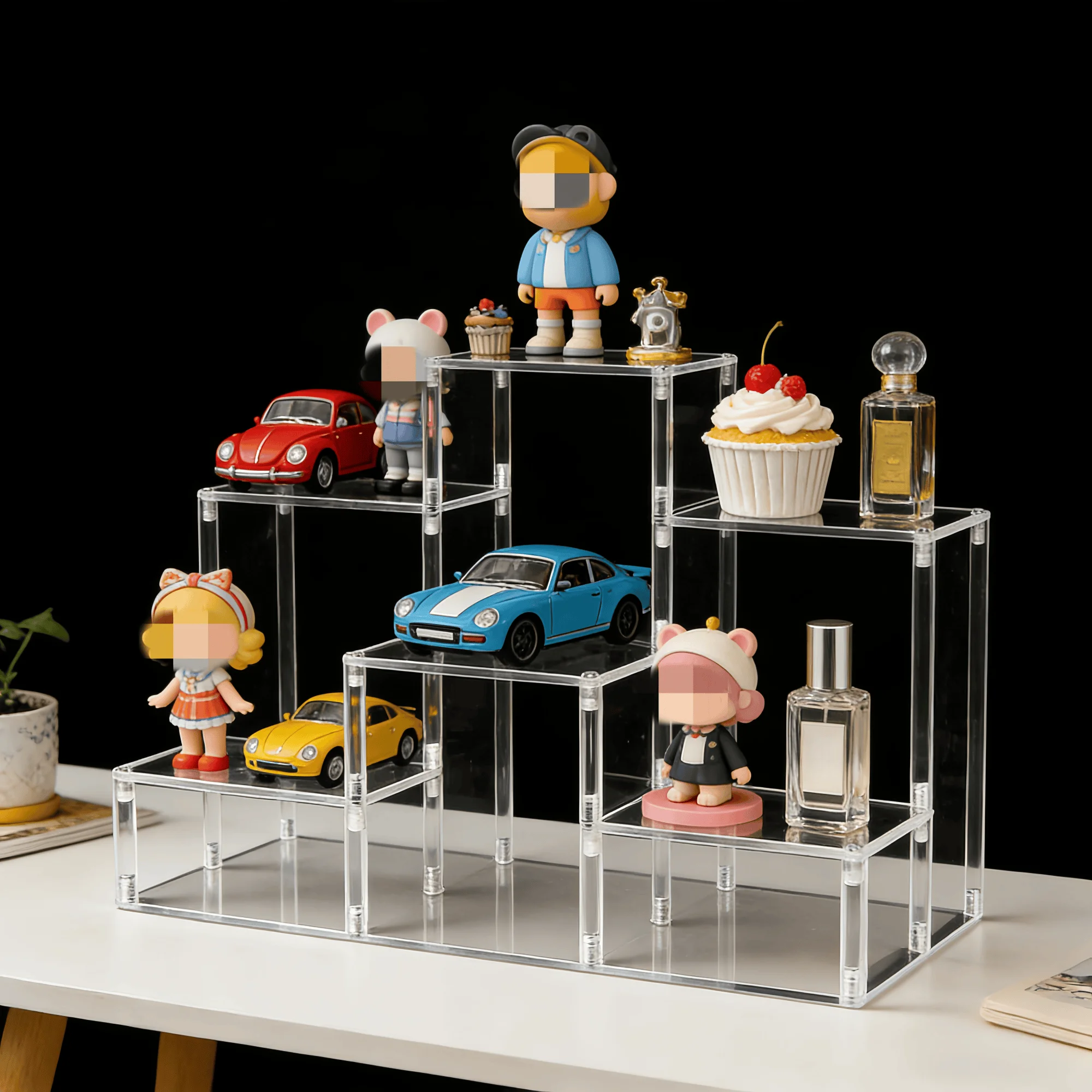 Ladder Clear Acrylic Display Rack Set Multifunctional Storage Organizer For Jewelry Perfume Cupcake Doll Counter Display