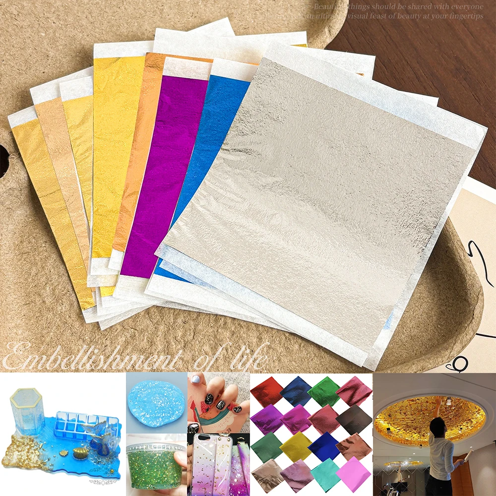 90-240 pièces de paillettes imitation or et argent, remplisseurs en papier métallisé coloré pour résine époxy, slime, nail art, peinture et artisanat