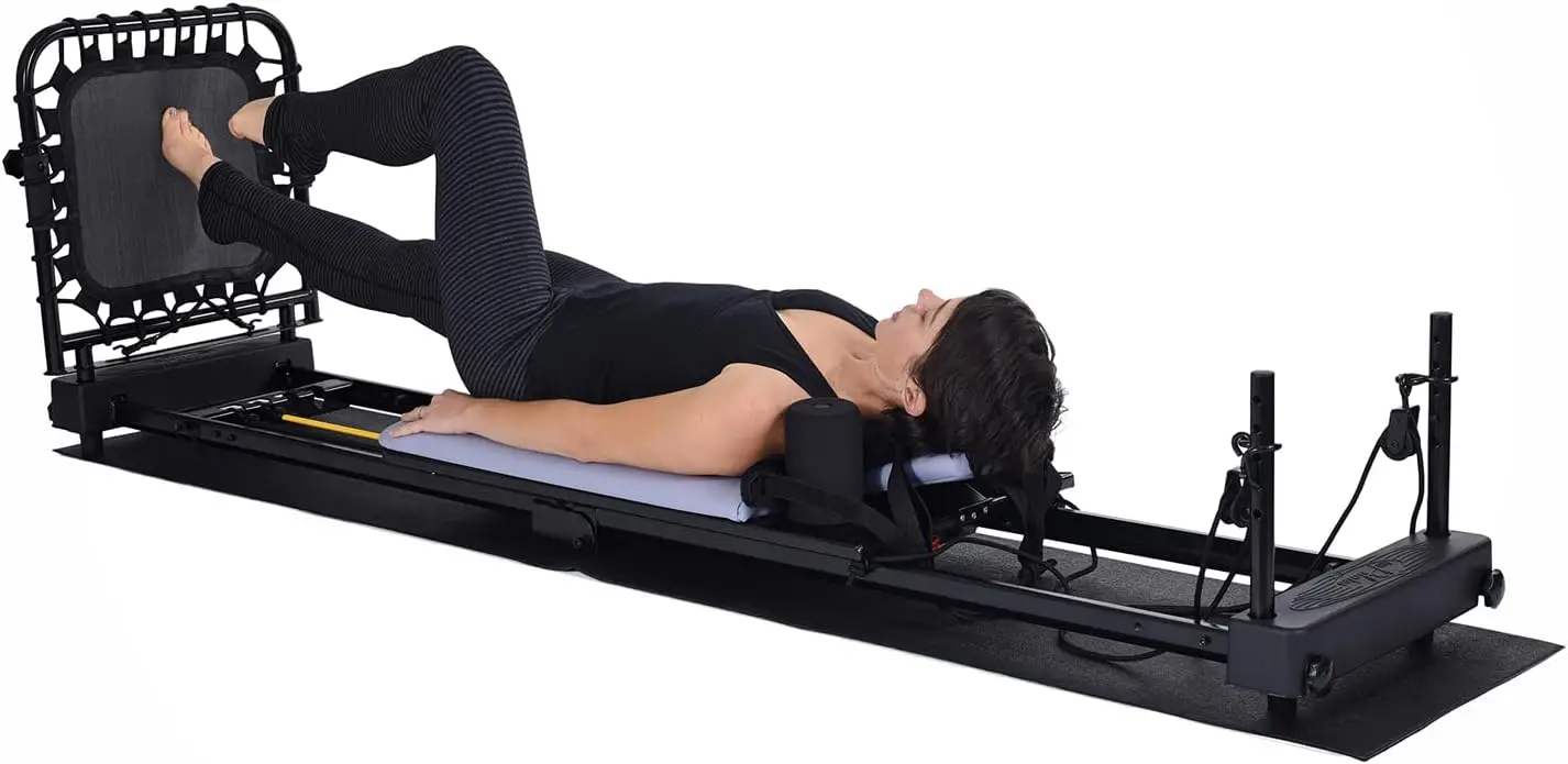 Reformer 4420 Plus Floor Mat - Pilates Machine | Home gym, 4-cord adjustable resistance, cardio rebounder, foldable frame with w