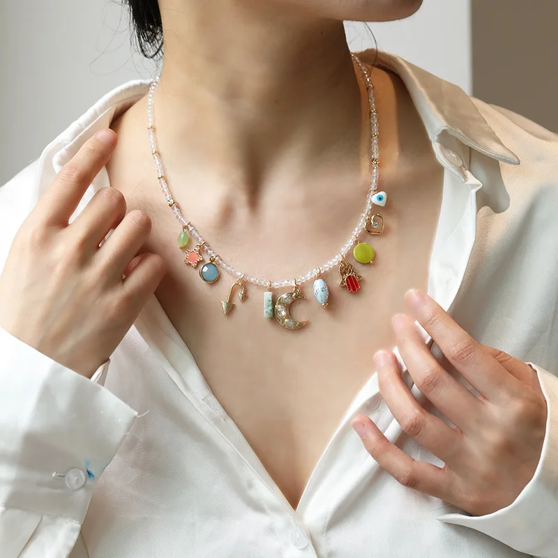 أزياء الصيف الأصلية متعددة قلادة قلادة سوار مزيج اللون أزياء البوب القمر ستار امرأة #3