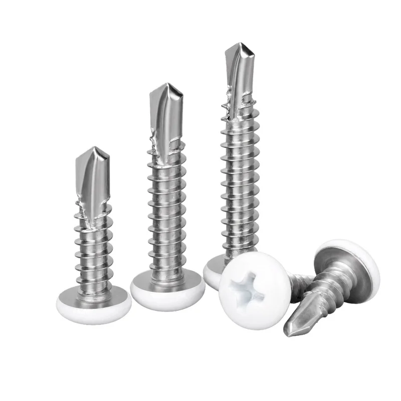 410 Stainless Steel White Painted Cross Round Head Drilling Tail Screw Pan Head Self-Tapping Screws M4.2 M4.8 Length 13~50 mm