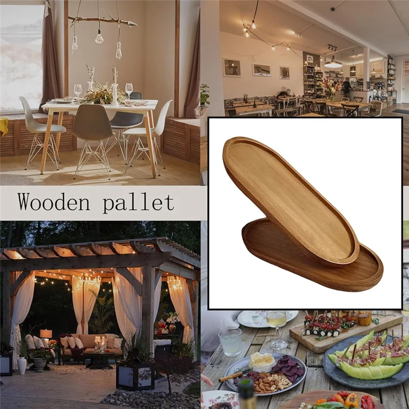 

MCGS-4Pack Wood Serving Trays 11.5X4inch Charcuterie Boards Oval Wooden Plates Wood Serving Platter Cheese Dinner Plates Bulk
