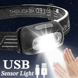 USB Rechargeable LED Headlamp 3 Modes Mini Portable Body Motion Sensor Head Flashlight Camping Fishing Torch Lamps Outdoor Light