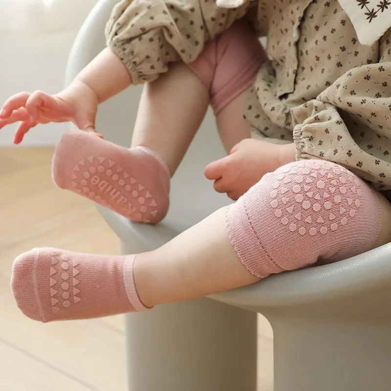 Baby Anti Slip Floor Socks Knee Pad Set Crawling Walking Protective Pads Breathable Kids Elbow Knee Sleeves