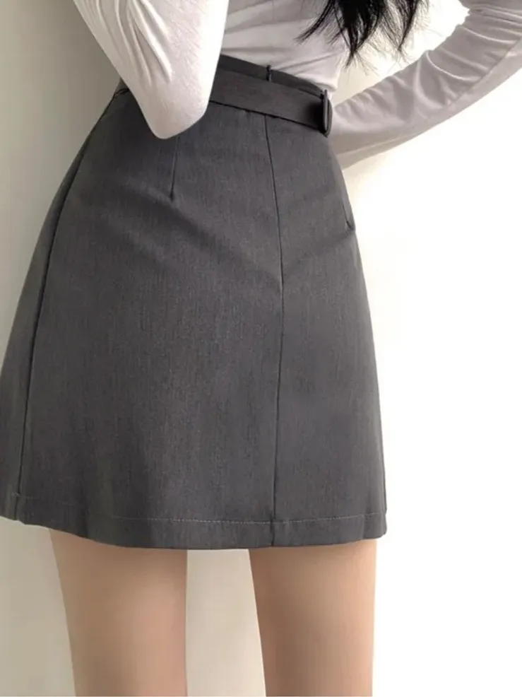 

Retro Suit f Skirt Women Chic Summer 2025 New High Waist Pleated A-Line ort Skirt with Belt Korean Sle Commute