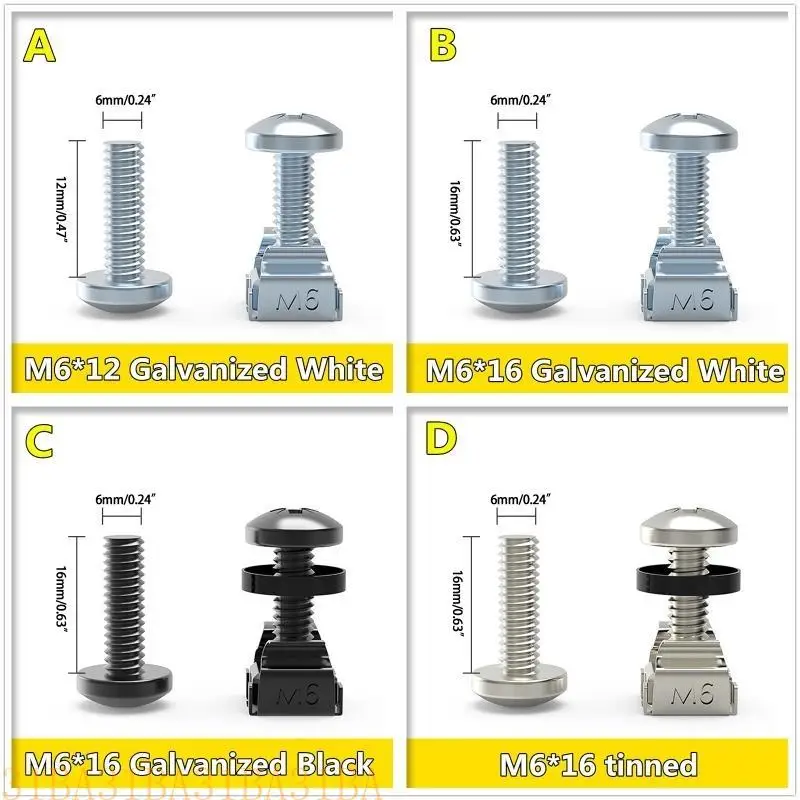 サーバーキャビネットラックハードウェアのための31BA M6ケージナットと取り付けボルトネジ12/ 16mm