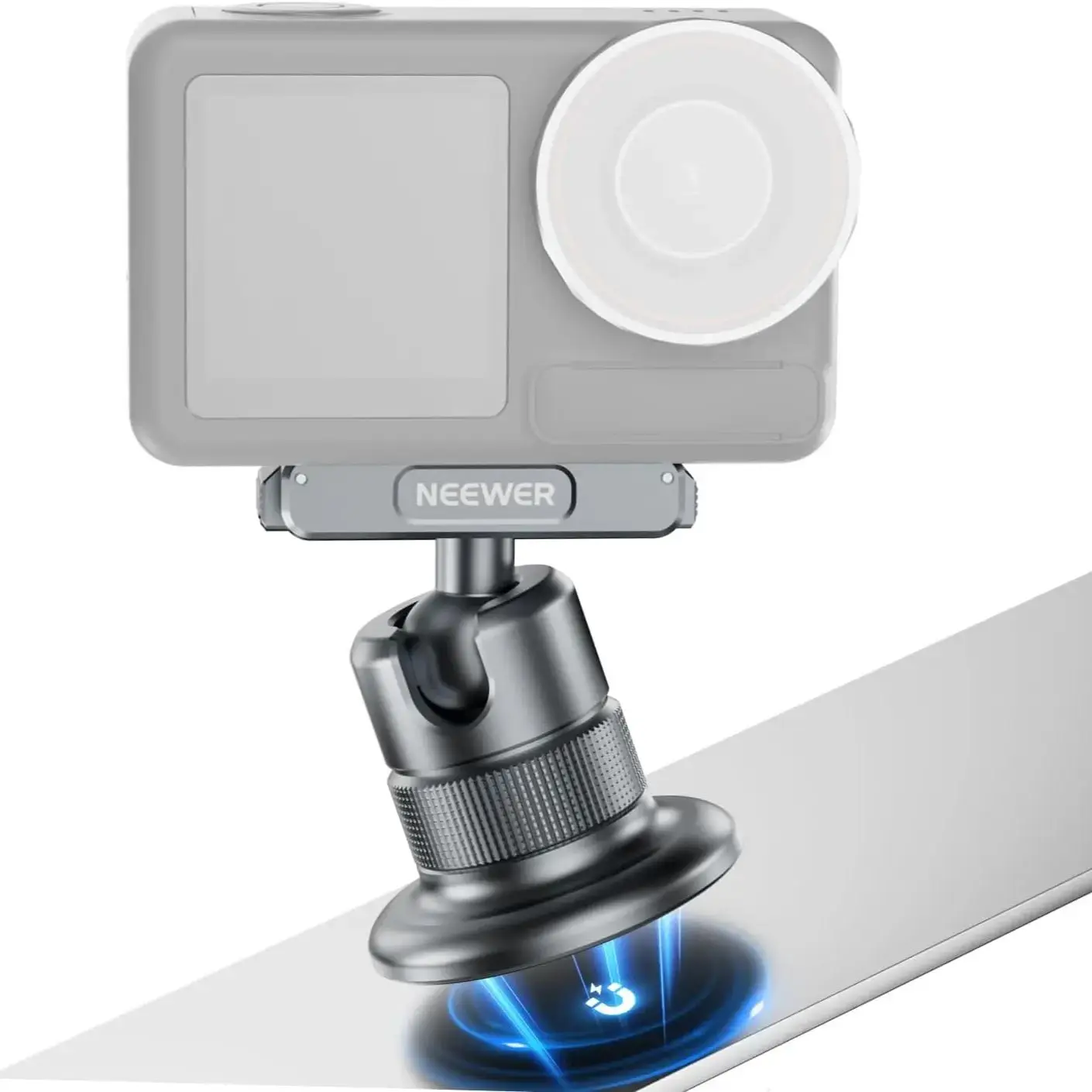 Magnetyczny uchwyt do kamery NEEWER kompatybilny z DJI Osmo Action 5 Pro/4/3, obrót o 360 stopni °   Adapter głowicy kulowej z szybkozłączką — zdjęcie produktu 7