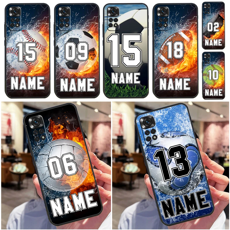 PERSONALIZED NUMBER Hockey BASKETBALL Case For Xiaomi Redmi Note 11 Pro 11S 8 9 12 10 Pro 10S 9S Redmi 10 12C 9C 10C Back Cover