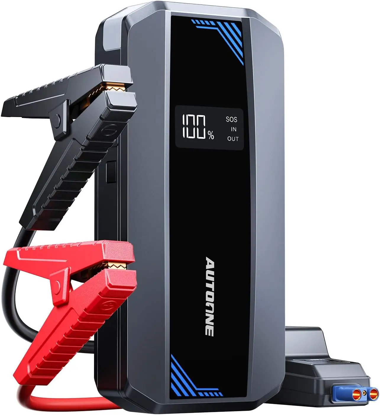 Car Jump Starter 6000A, Portable 12V Battery Booster with LCD & LED Light, Smart Cables for Gas & Diesel Vehicles