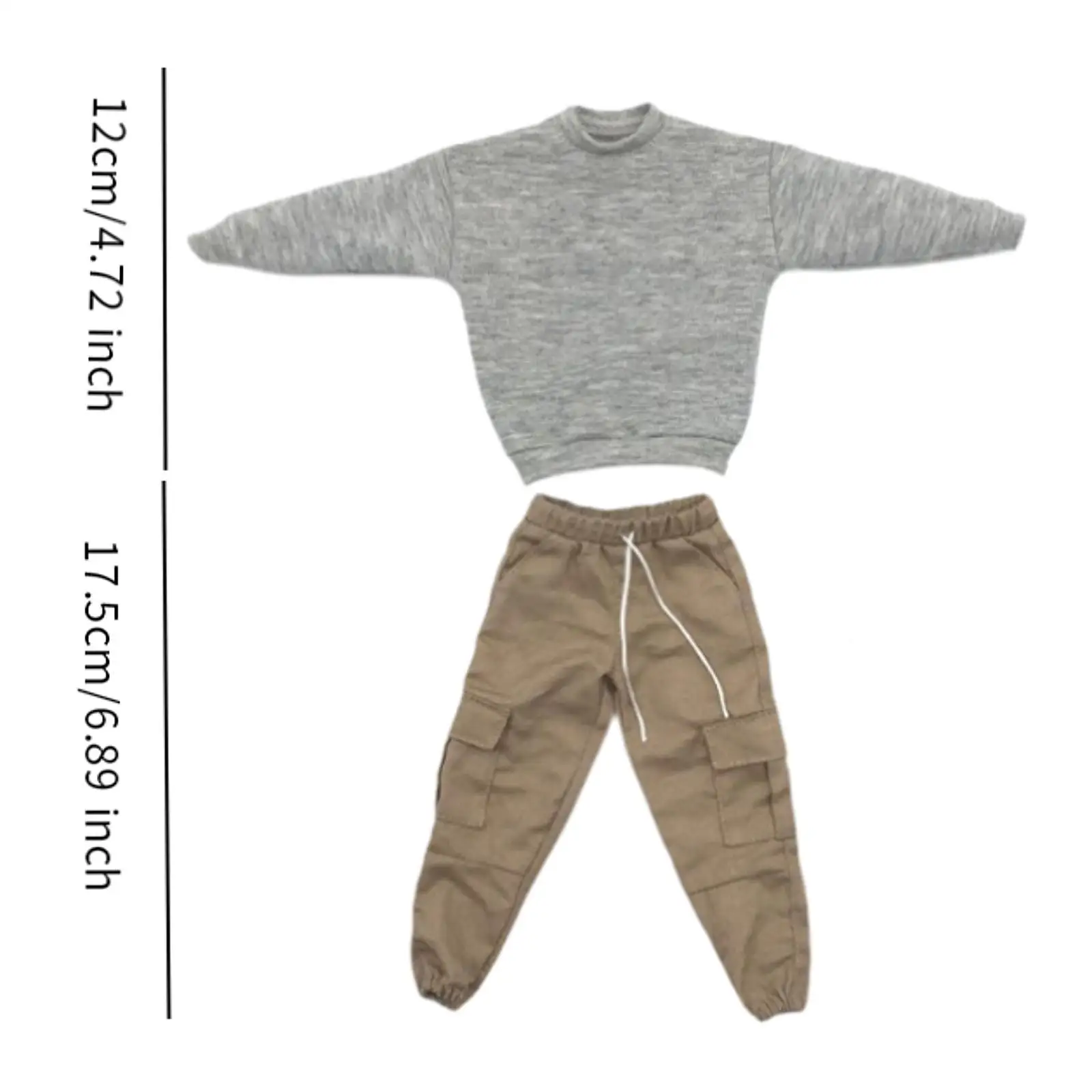 طقم بلوزات وسراويل كاجوال 1/6 لشخصيات الحركة الذكور مقاس 12 بوصة باللون الرمادي
