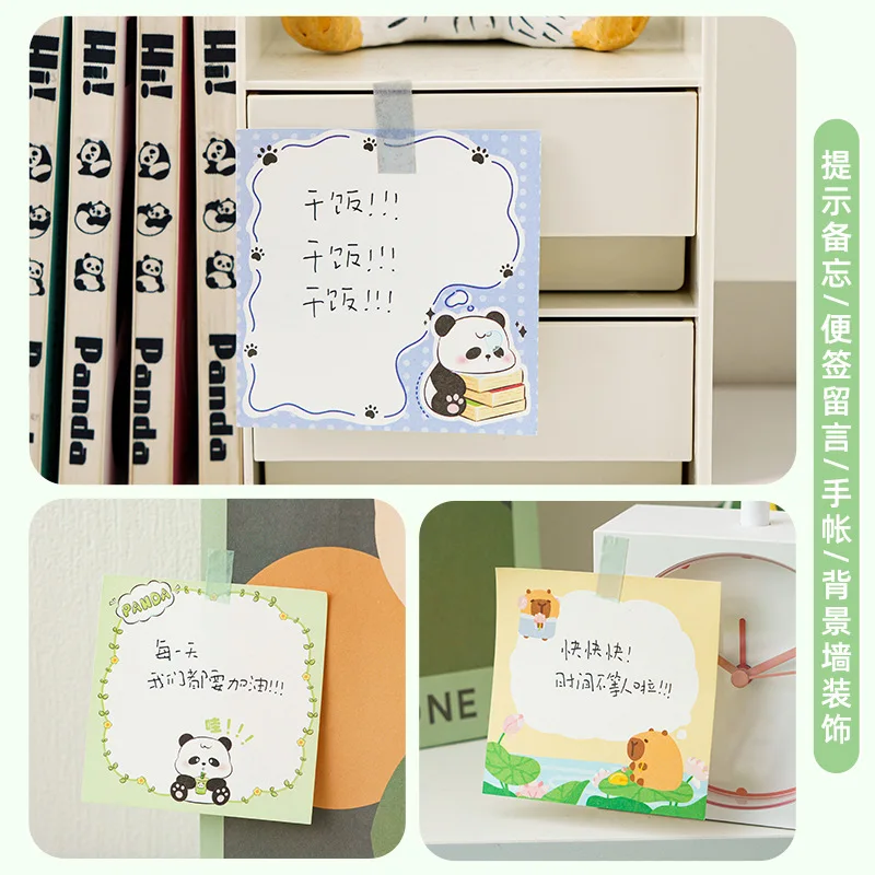 4 pcs/lot Cute Capybara Panda Cartoon Memo Pad To Do List Mini Notepad Deco Planner Scrapbooking Kawaii Stationery Gift Prizes