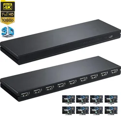 8-Port HDMI Splitter 1 in 8 out 4K 30Hz HDMI Splitter 1x8 Video Distributor Converter HDCP1.4 for PC Loptop PS4 DVD Projector TV