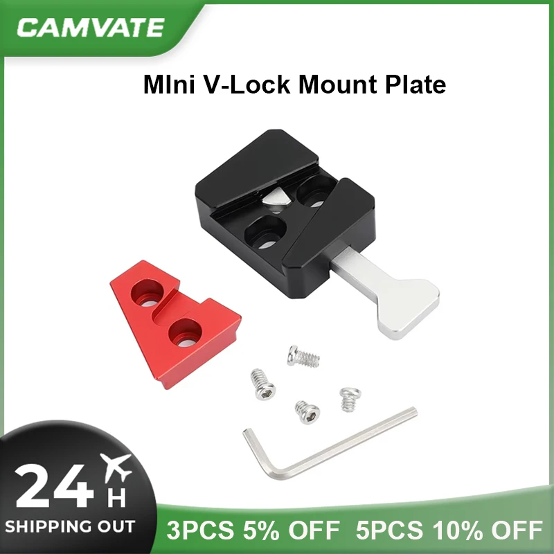 CAMVATE Quick Release Mini V-Lock Adapter Mount with Dock Wedge Kit For DSLR Camera Video Rig V Mount Battery Plate Power Supply