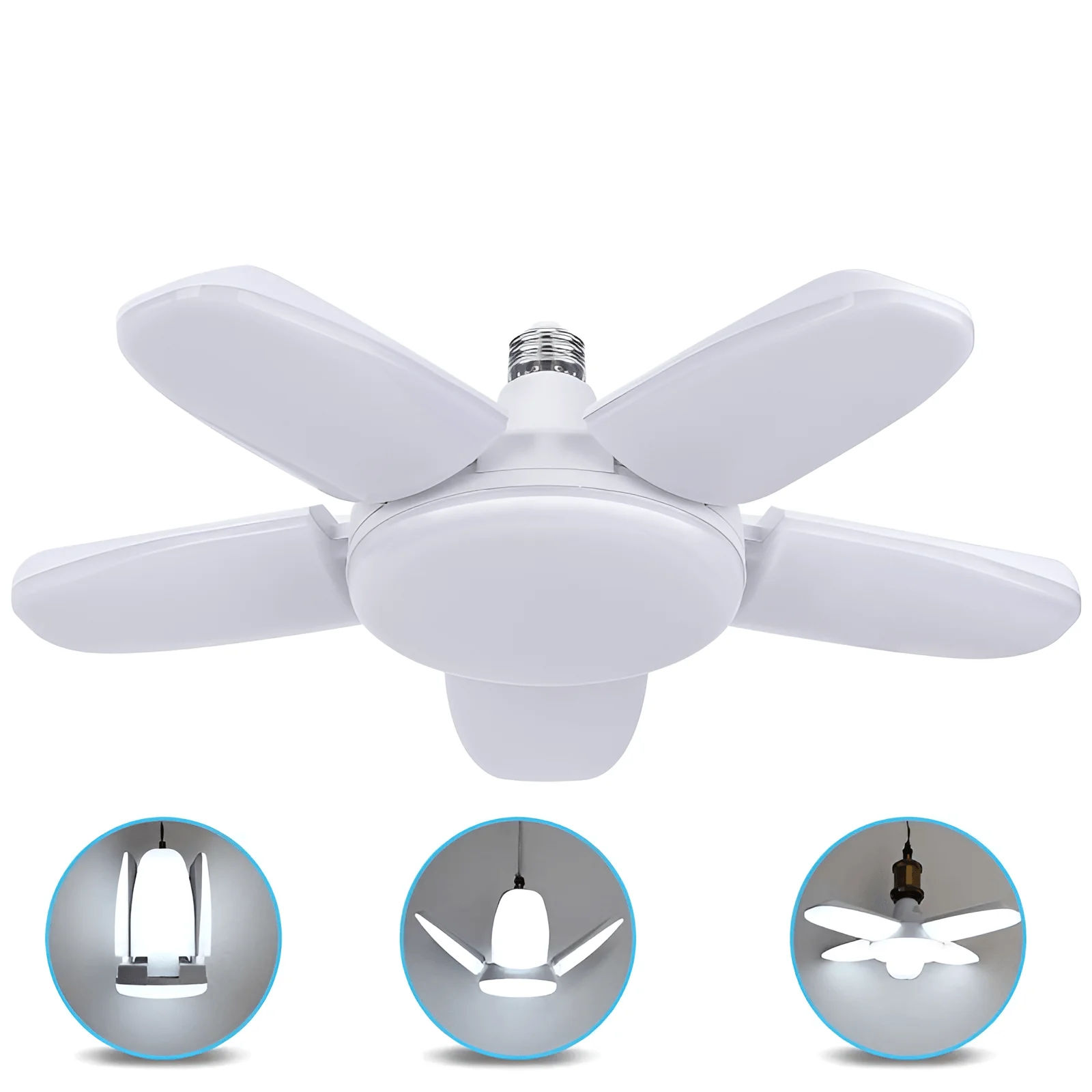 Imagem -03 - Lâmpada Industrial Led Dobrável Lâmpada de Lâmina de Ventilador Luz de Teto Garagem 100w 150w 200w E27 220v 110v