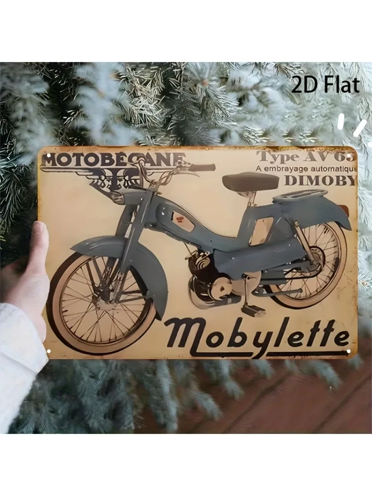 AliExpress NONE 2D flat 1pc retro French Motobecane Mobylette bicycle wooden wall art logo, motorcycle decoration