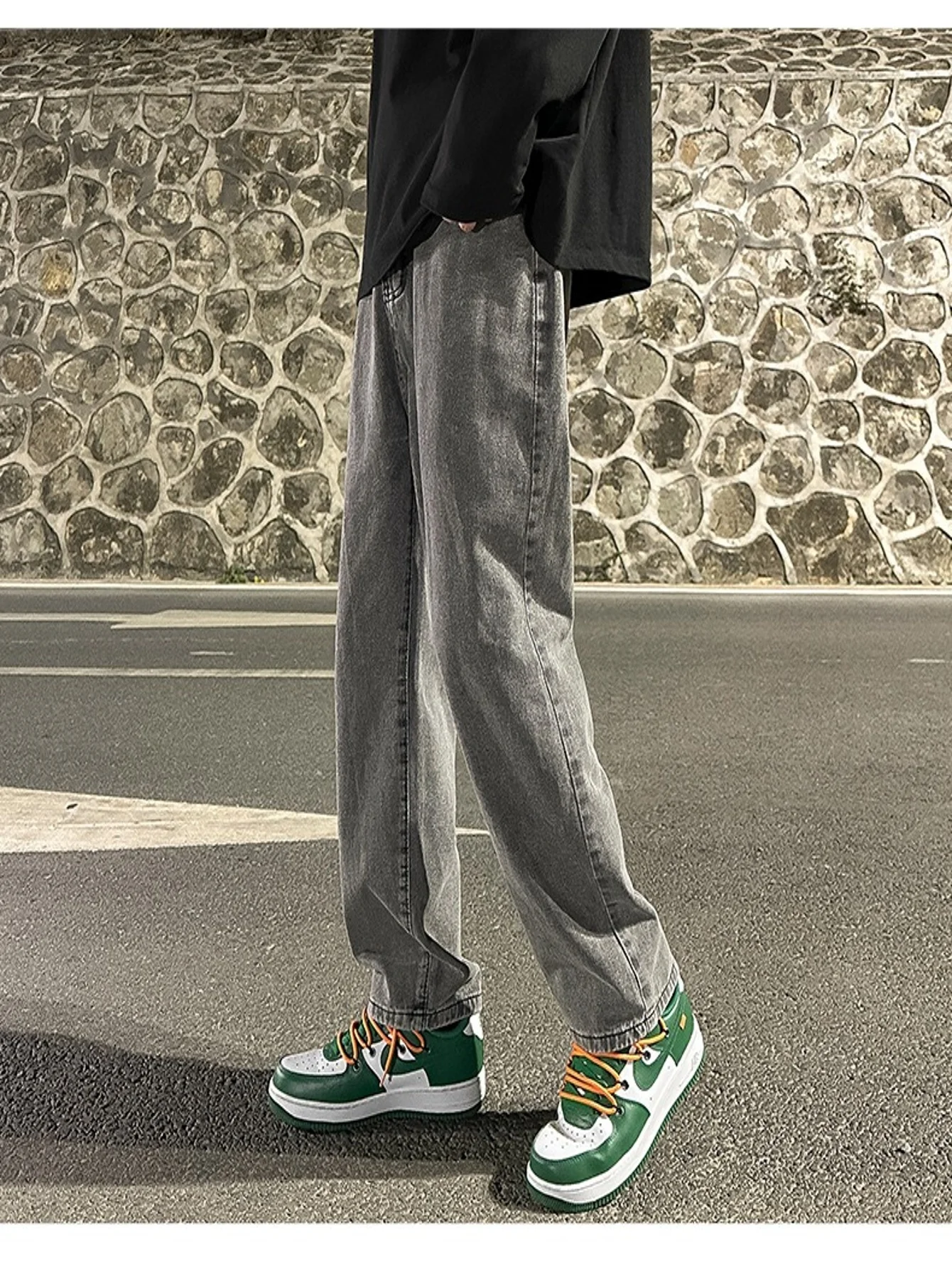 Gray Tight Slim Fit Jeans For Man Original Y2k Drip Unisex Man Pants Classic Jeans Pant No accessories or belts included