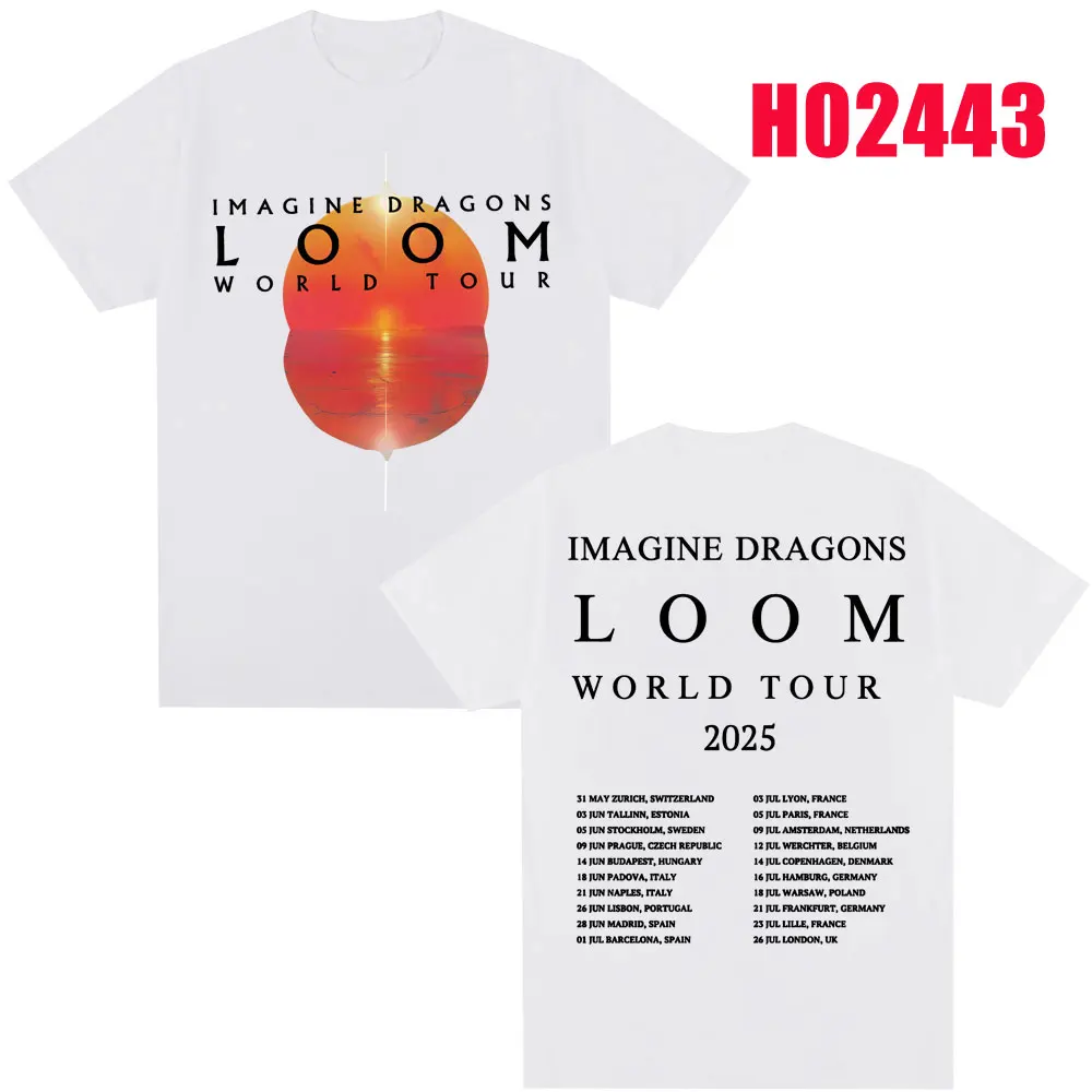 Imagine Dragons Loom Tour 2025 T Shirt Men Women Trendy Hip Hop T-shirts 100% Cotton Oversized Popular T Shirts Streetwear Gifts