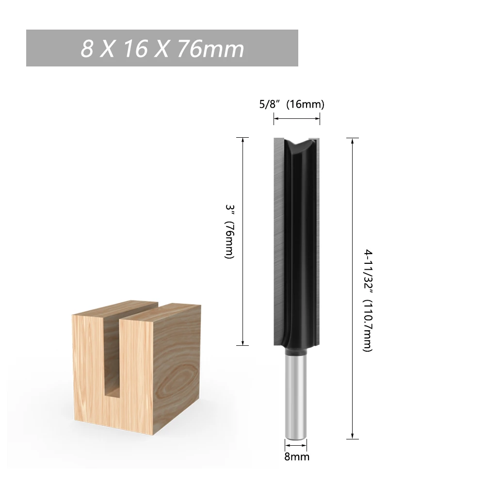 LAVIE-Long Bit reto para carpintaria, borda aparar faca cortador, diâmetro de corte de fresagem, 8mm Shank, 8*16*76mm, C0800216, 1 PC