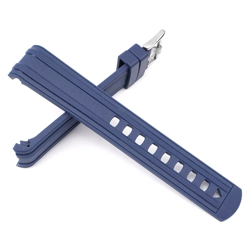 オメガシーマスター用シリコンラバーウォッチバンド、ソフトリストベルト、ステンレススチールバックル、カーブエンド、ブラック、ブルー、300、交換用ストラップ、20mm