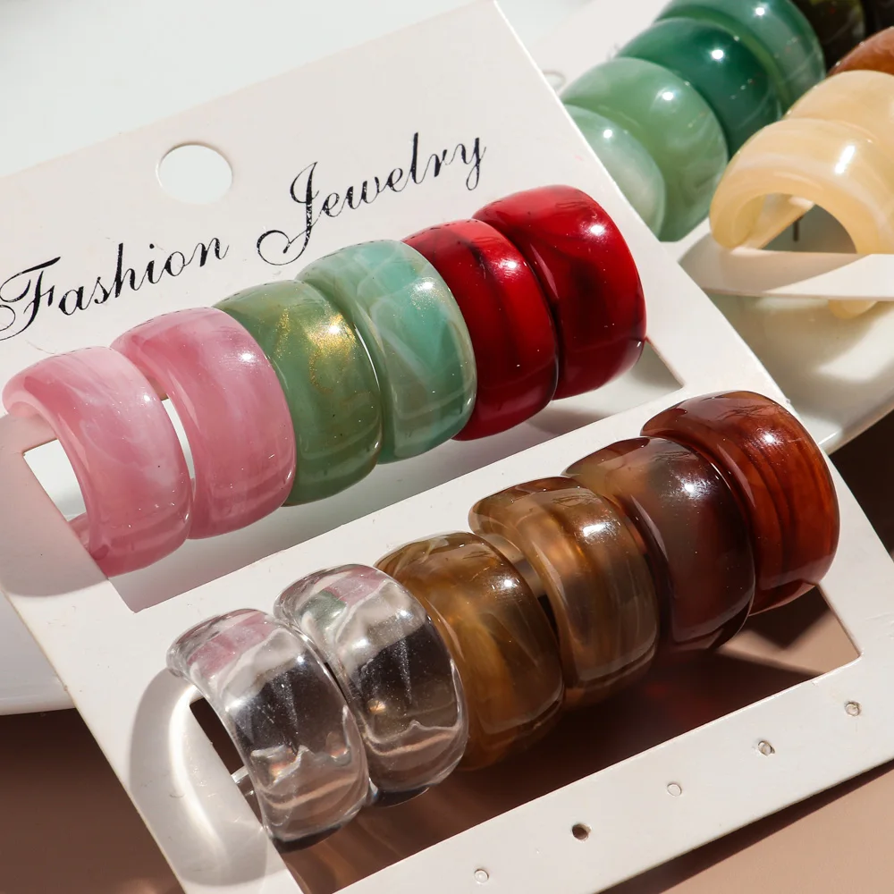 6 Pairs/set Trend Colorful Acrylic Geometric Wide C-Shape Earrings Set for Women Girls Earrings Fashion Jewelry