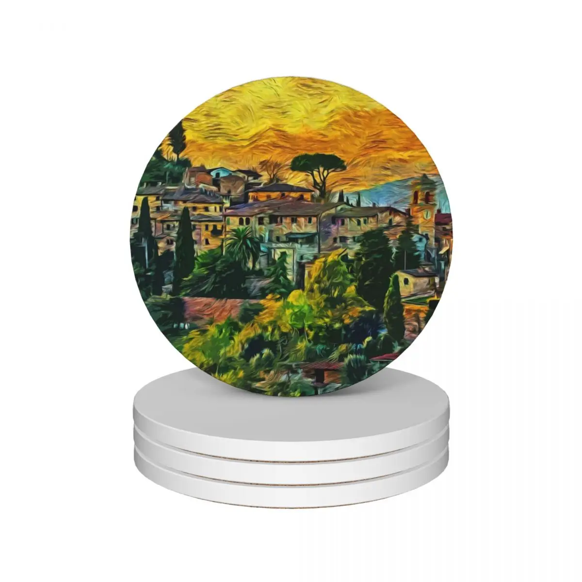 Villages of Tuscany Ceramic Coasters (Set of 4) cute cute cup coffee cup stand for the kitchen accessories Coasters