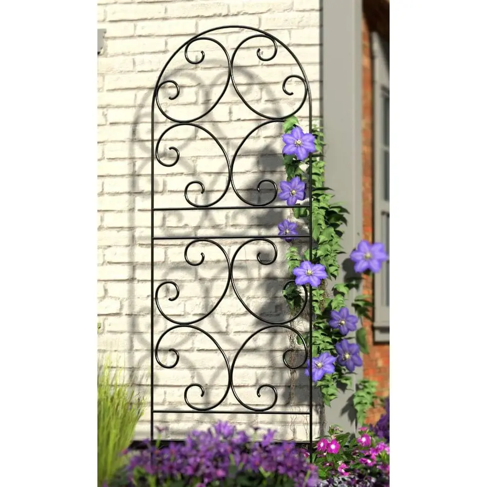 Double Arched Metal Garden Trellises, 72 High x 24 Wide, Black Powder-Coated Steel for Plant Supports and Outdoor Decor