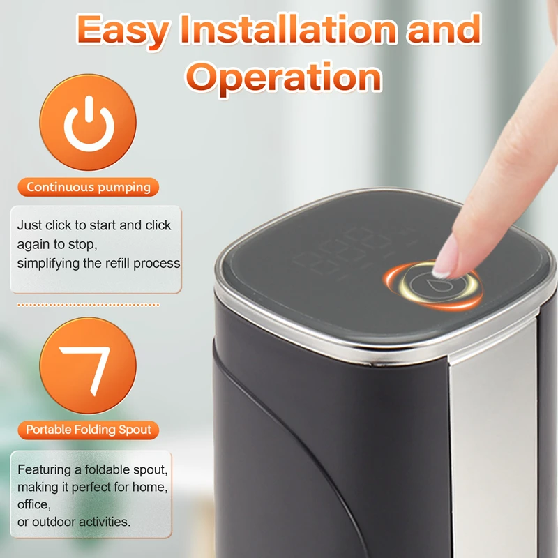 Portable Electric Water Bottle Pump Automatic Water Dispenser Pump with Large LED Display Foldable Automatic Water Pump-ABLA view 6