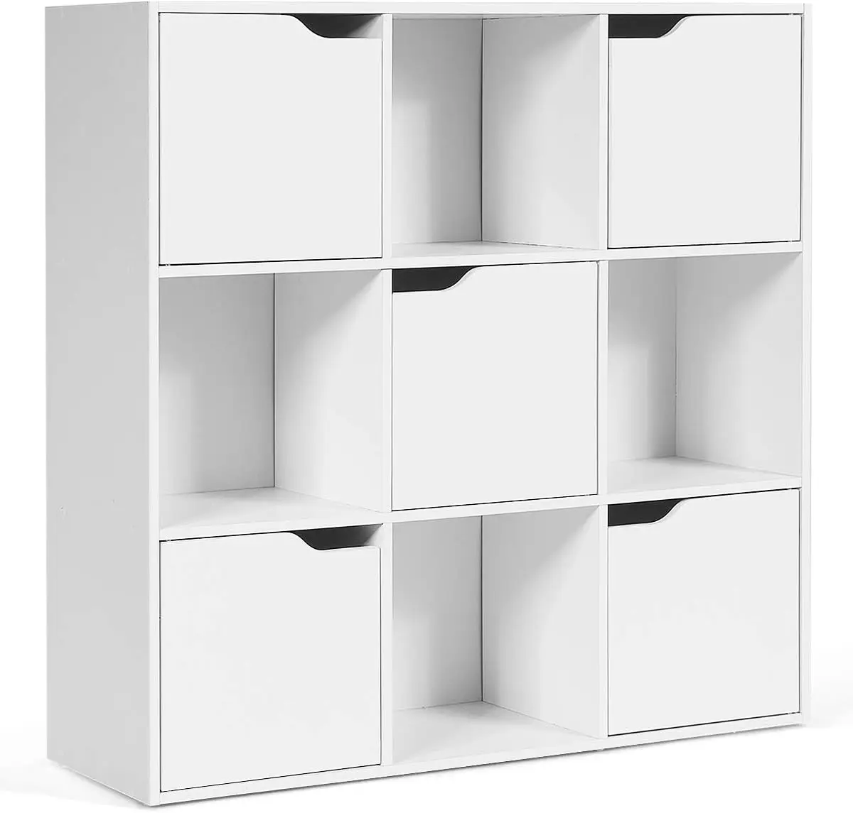 NEW 9-Cube Storage Organizer, Storage Cabinet with 4 Open Cubes and 5 Cabinets, Free Standing Wooden Cubby Bookcase