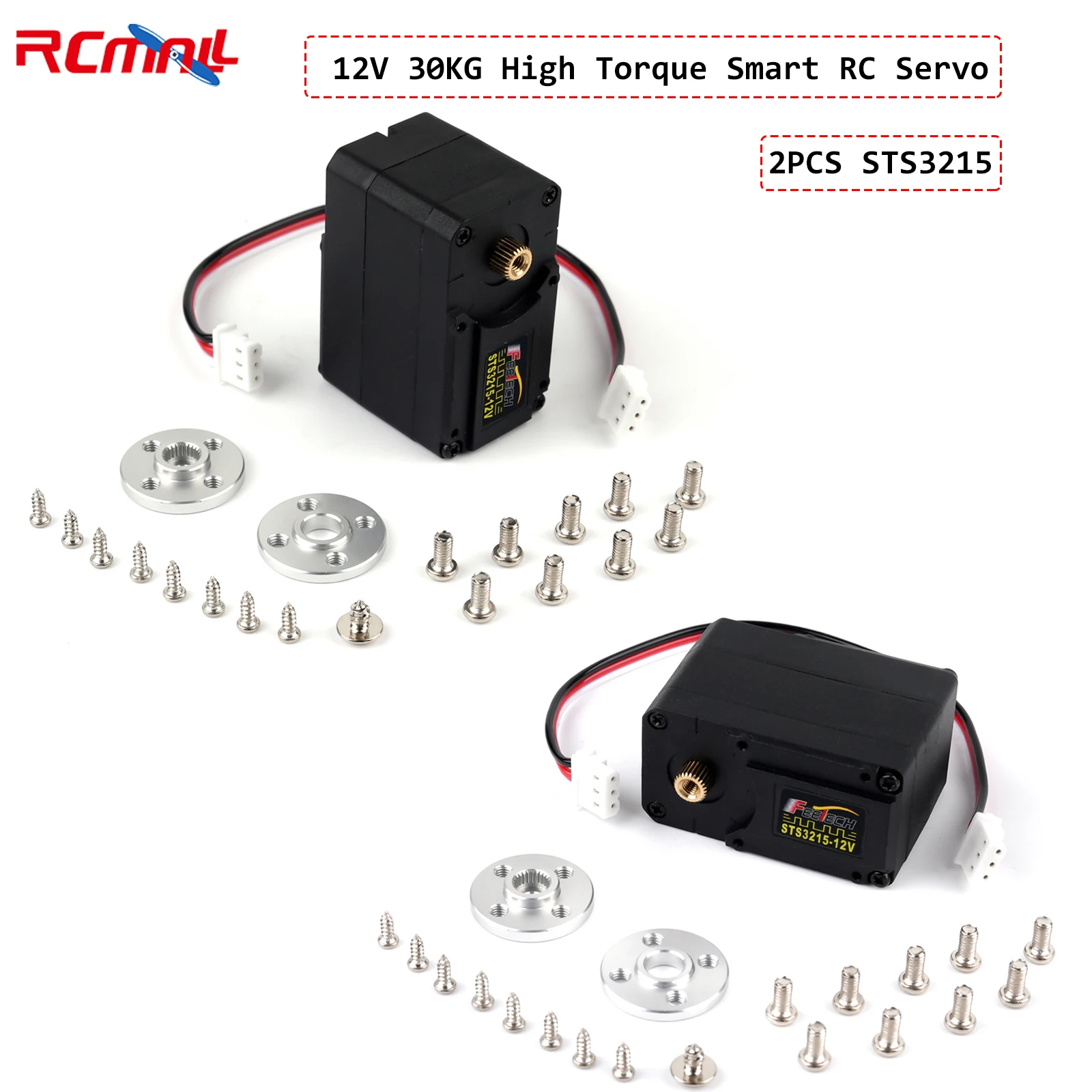 

2PCS STS3215 12V 30KG High Torque Smart RC Servo TTL Serial Bus Robot Servo for SO-ARM100 Teaching Robotic Project Feetech
