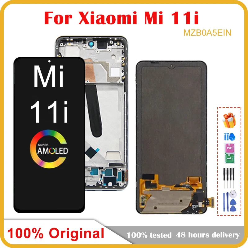 

ЖК-дисплей Mi 11i для Xiaomi Mi 11i M2012K11G, ЖК-дисплей с сенсорным экраном и дигитайзером в сборе, панель для Xiaomi Mi 11i, сменный экран