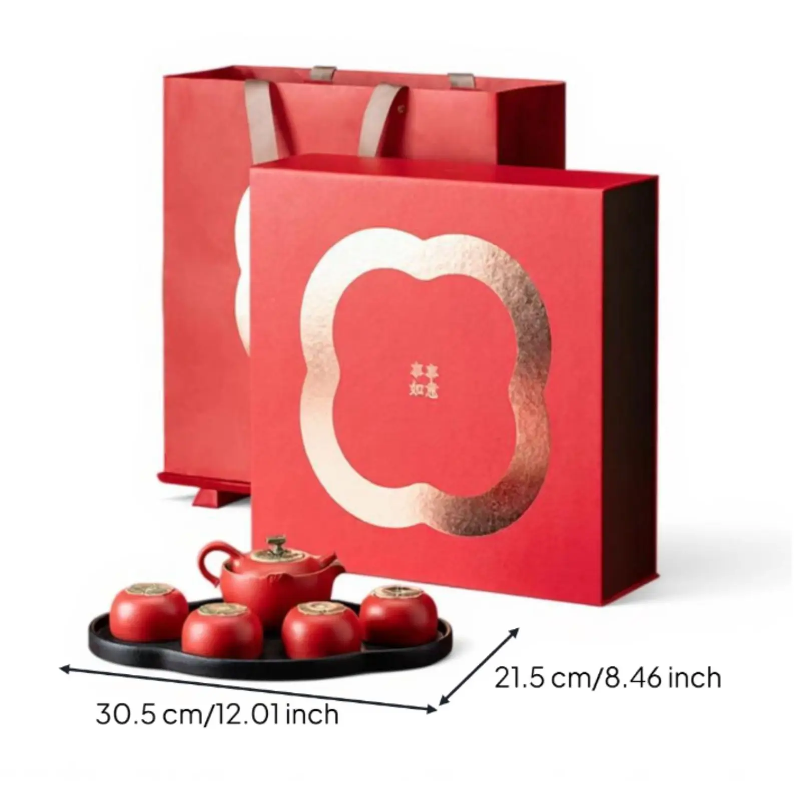 Porcelain Kung Fu Tea Set with Persimmon Design, Gift Boxed