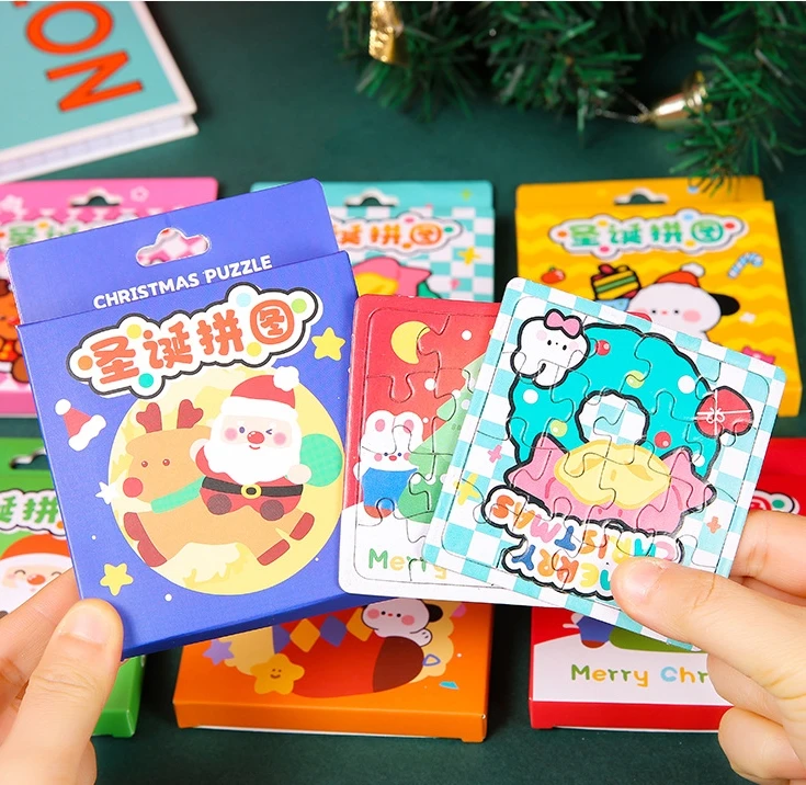 

5Pcs Children Educational Toys Cartoon Cute Christmas Series 2-in-1 Boxed Small Puzzle Christmas Gifts Jigsaw Puzzles Game Toys