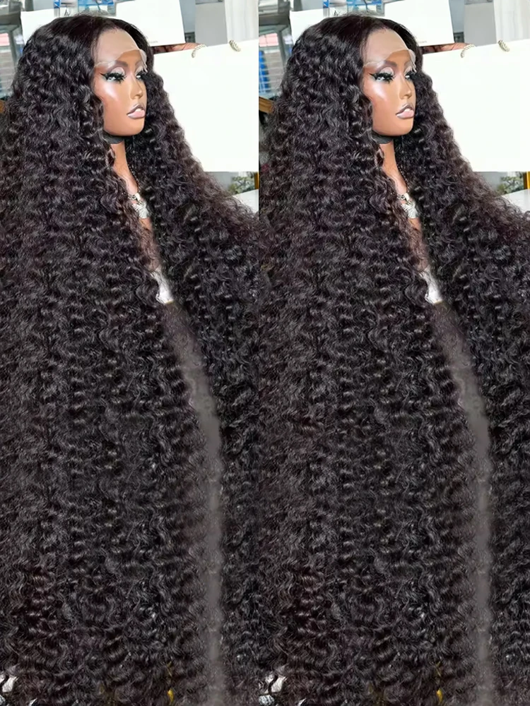 250% الكثافة موجة المياه العميقة مجعد 13x6 HD الدانتيل الباروكة الأمامية شعر الإنسان 44 46 بوصة 13x4 الدانتيل الجبهة الباروكات للنساء قبل قطعها