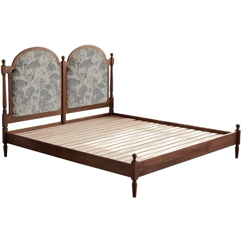 b7- bed French retro soft bag solid wood bed ash wood bed fabric double