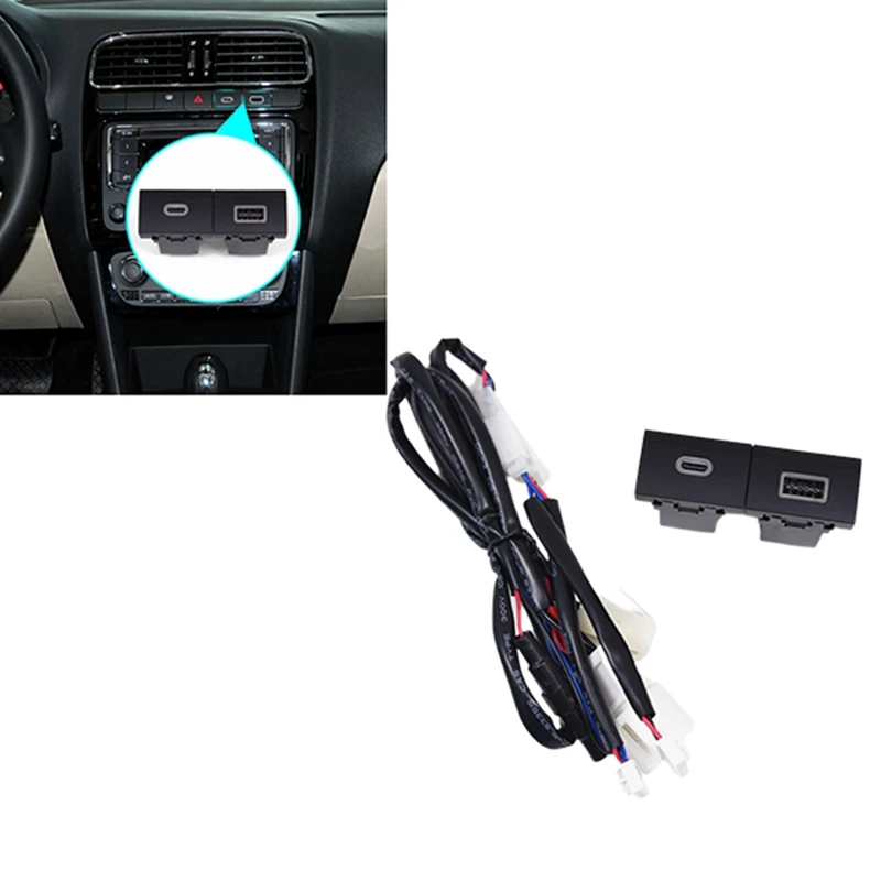 Car QC3.0+PD Fast Charger Socket 12V/24V USB Charging Outlet Power Adapter For VW Polo 2011-2013