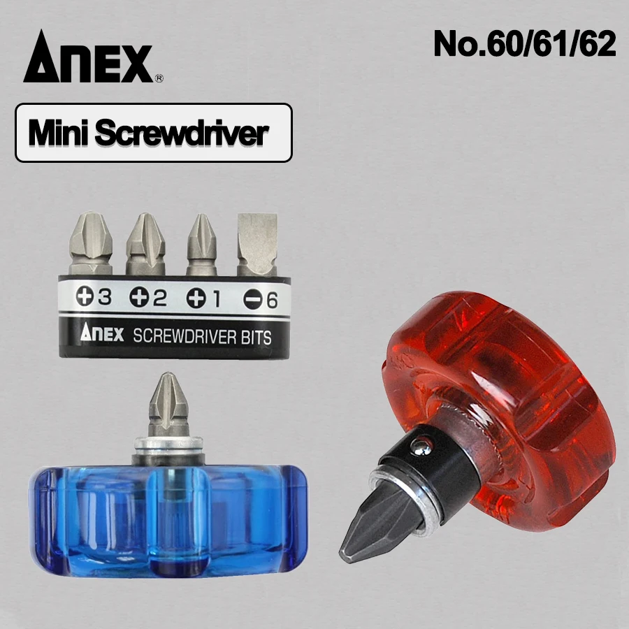 

Мини-отвертка ANEX и сменные биты Ультракороткие мини-отвертки Starby для использования в узких областях No 60/61/62