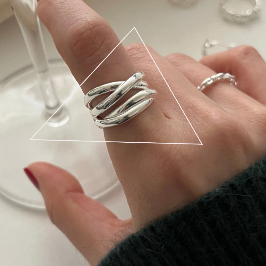 Women's 925 Sterling Silver Irregular Geometry Ring
