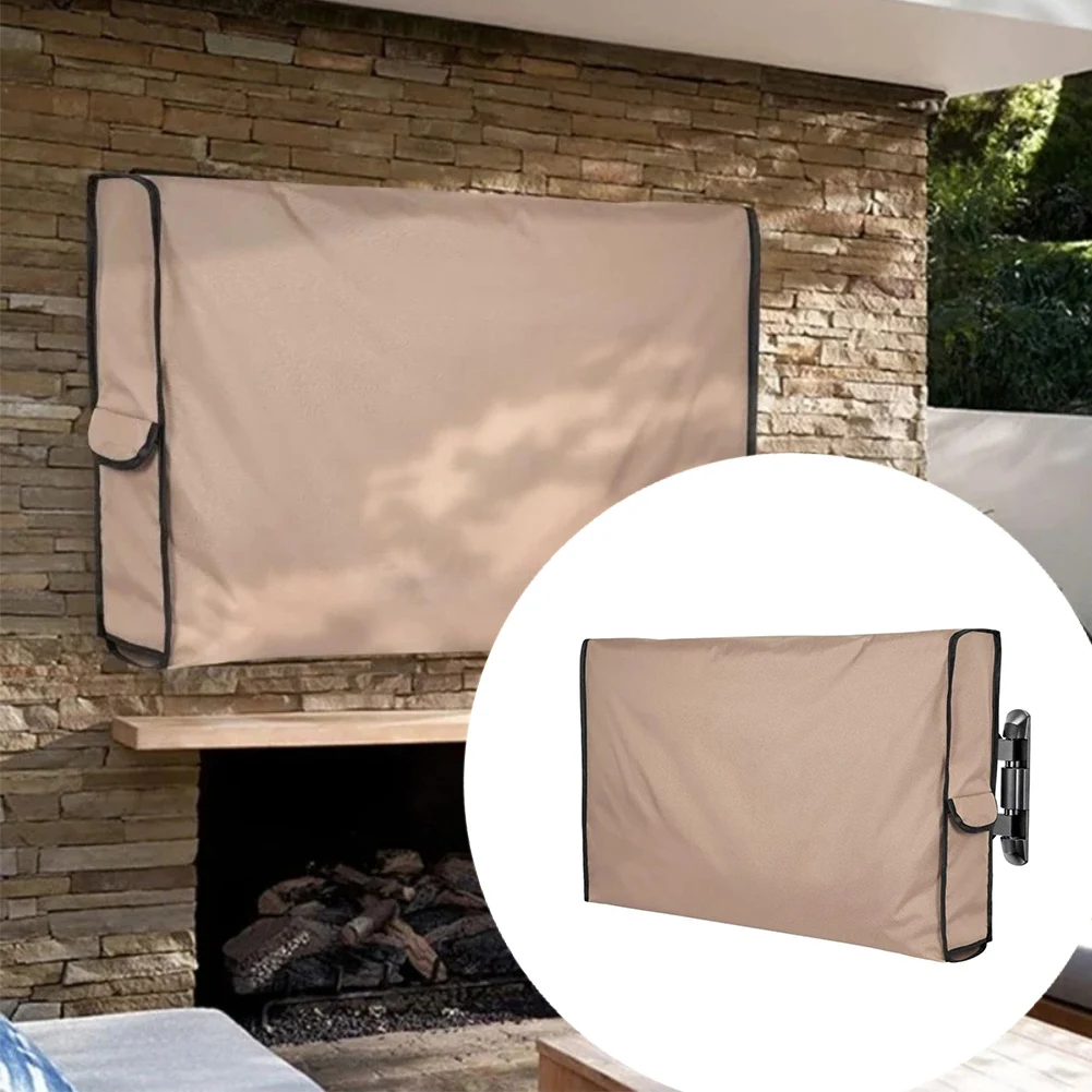 غطاء تلفزيون خارجي عالي التحمل 210D مقاوم للماء والغبار يوفر حماية كاملة وجيب تخزين عن بعد #6