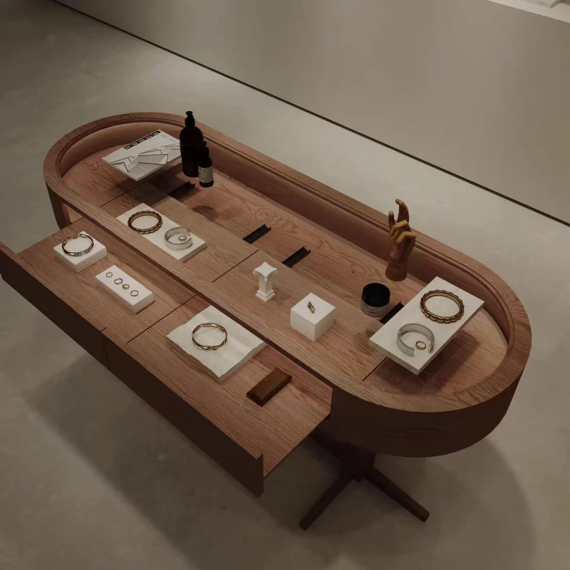 custom.Funroad Custom Jewelry Glass Display Reception Desks Glass Jewelry Store Furniture Lockable Museum Showcases Cabinet