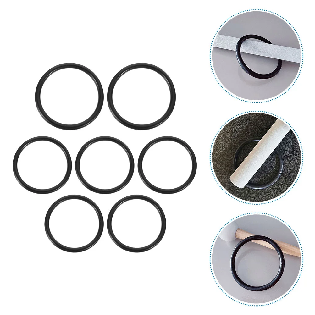 

7 Pcs Music Bowl Washer Buddhism Product Sound Rubber Ring Decor Rings Singing Instruments Cushion Black Ritual